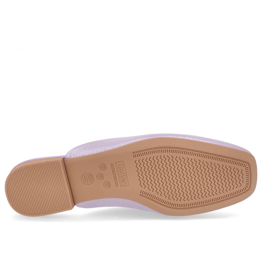 Mule Lilás Perolado Couro Salto Rasteiro Roxo 5