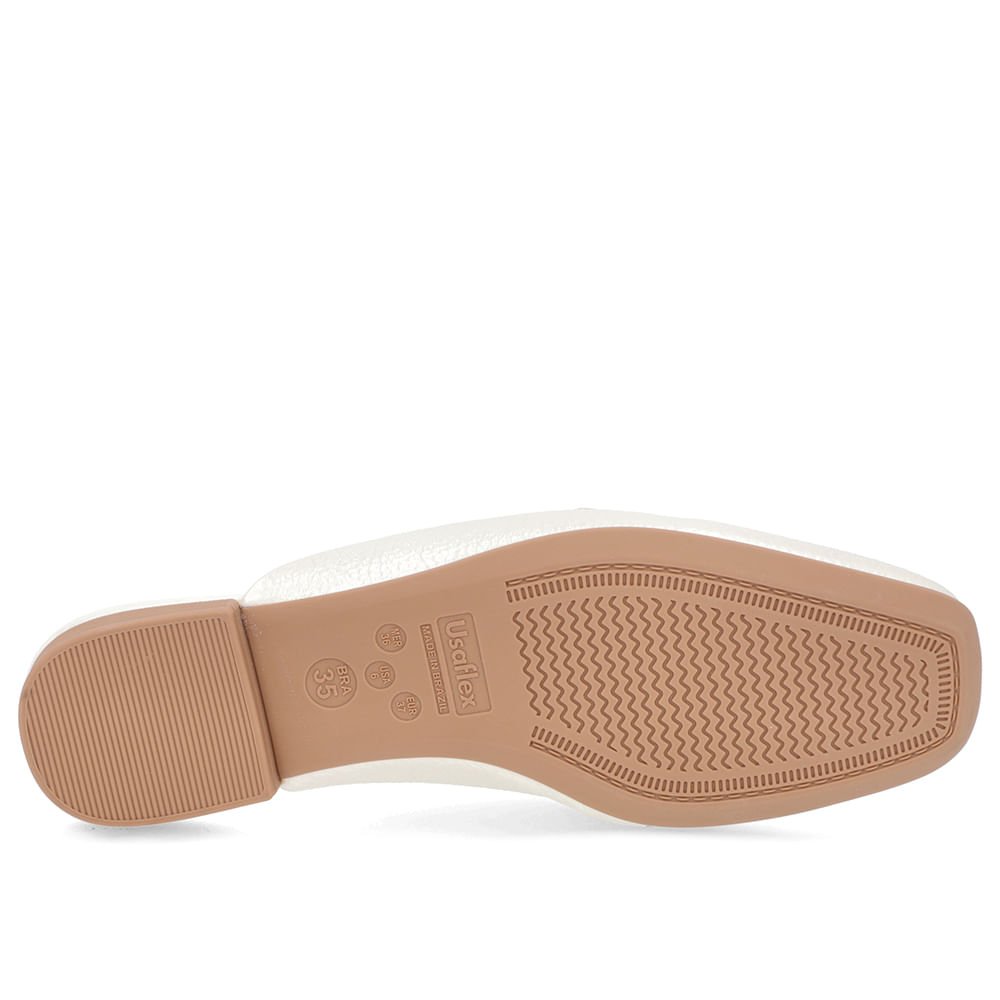 Mule Off-White Perolado Couro Salto Rasteiro Branco 5