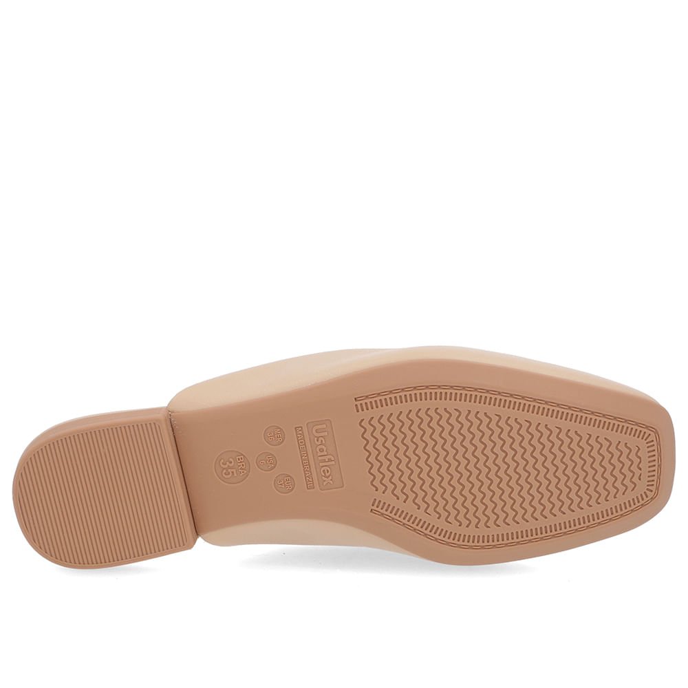 Mule Bege Couro Salto Baixo Costura Enfeite Bege 5