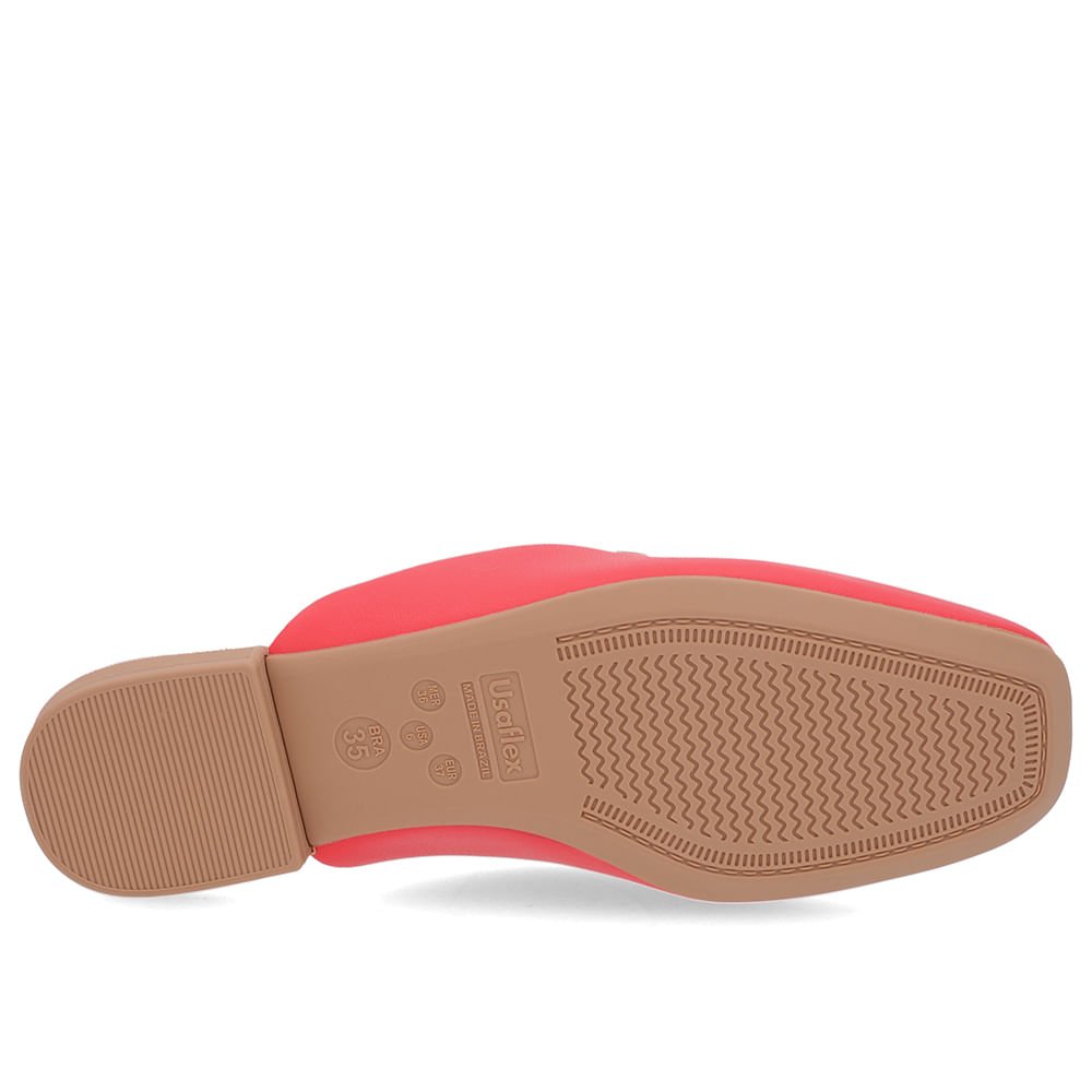 Mule Vermelho Couro Salto Baixo Costura Enfeite Vermelho 5