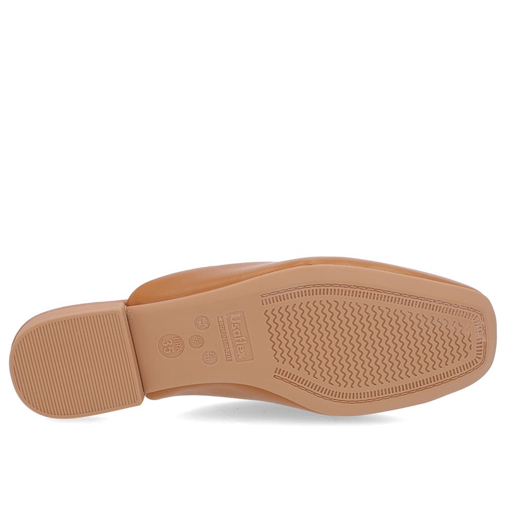 Mule Marrom Couro Salto Baixo Costura Enfeite Marrom 5