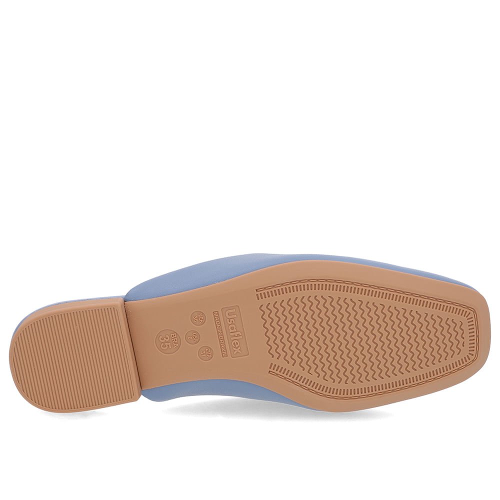 Mule Azul Couro Salto Baixo Costura Enfeite Azul 5