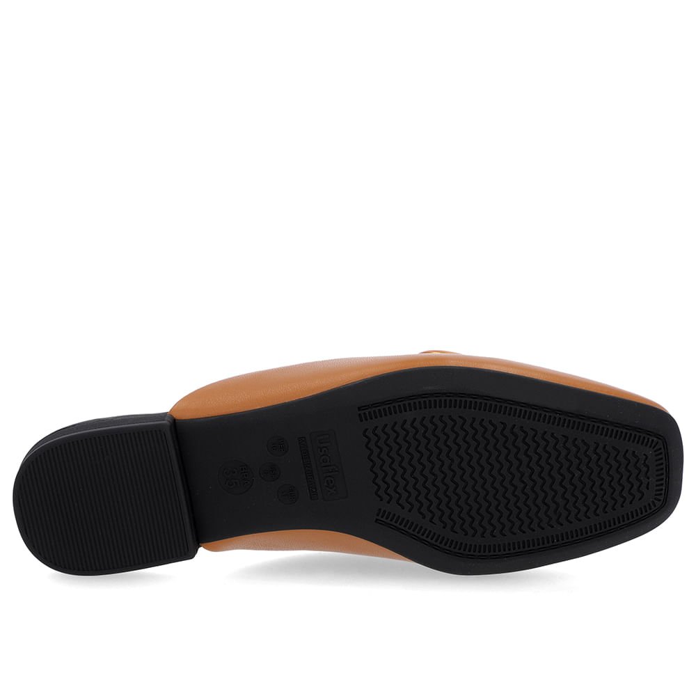 Mule Marrom Bico Quadrado Couro Enfeite Fosco Marrom 5