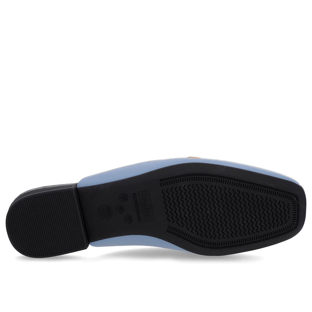 Mule Azul Bico Quadrado Couro Enfeite Fosco Azul 5