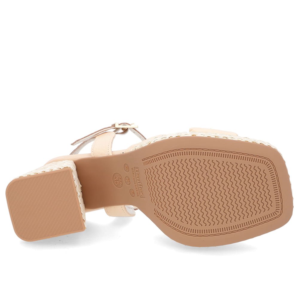 Sandália Salto Bloco Palha Couro Laranja Claro Laranja 5