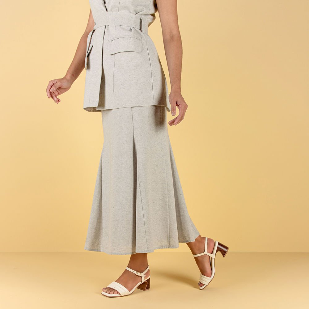 Sandália Salto Amadeirado Couro Off-White Rebite Branco 4