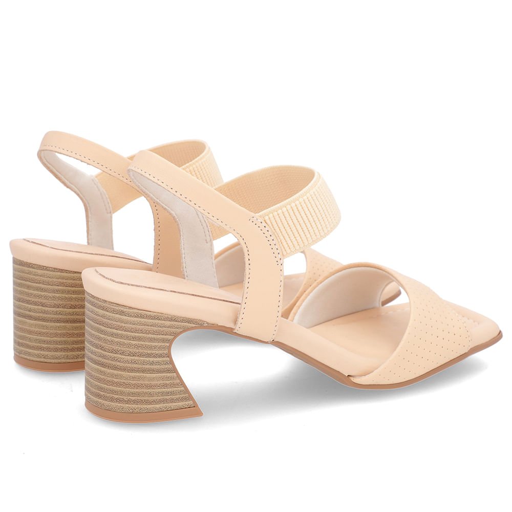 Sandália Salto Amadeirado Couro Laranja Claro Elástico Laranja 3