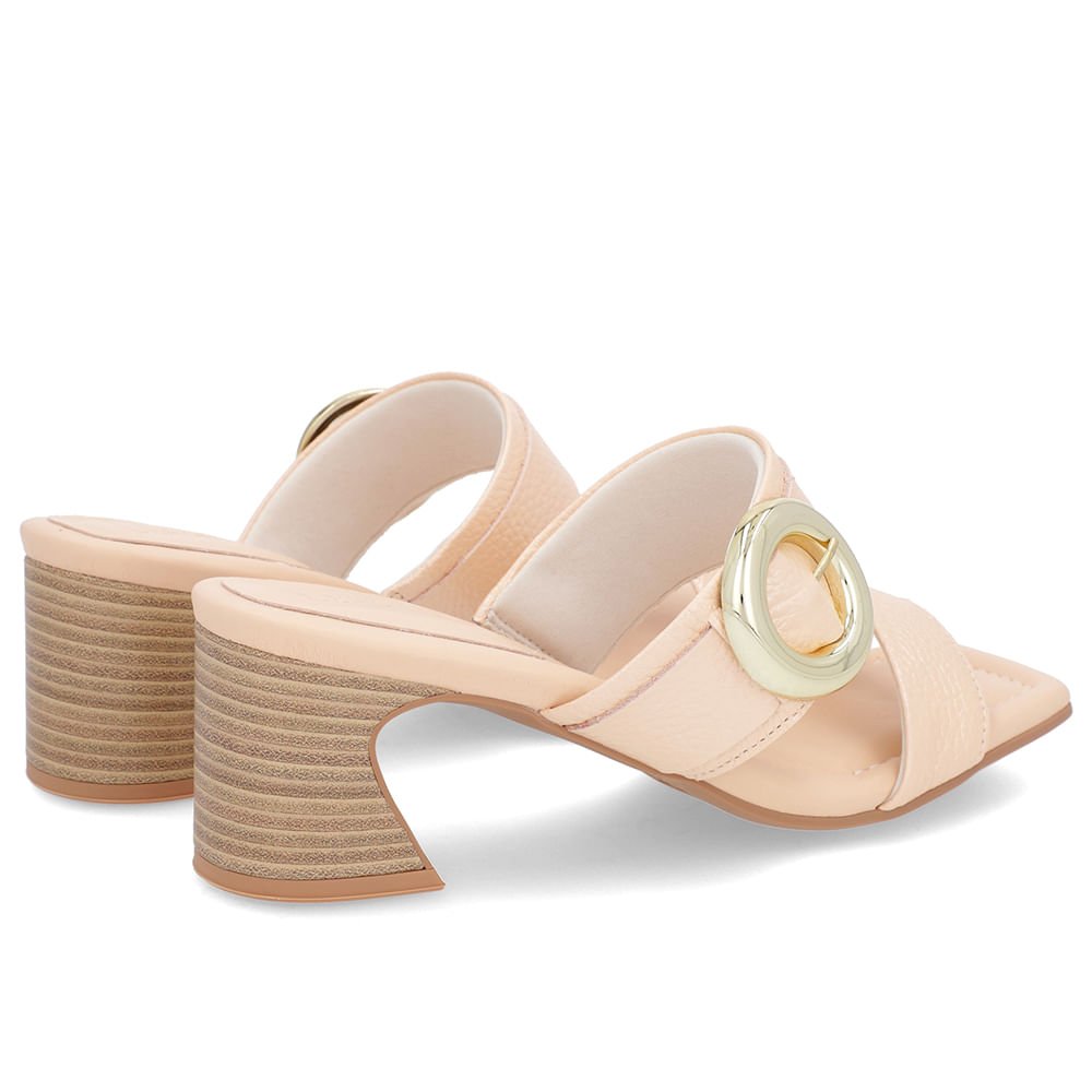 Tamanco Salto Amadeirado Couro Laranja Claro Maxi Enfeite Laranja 3