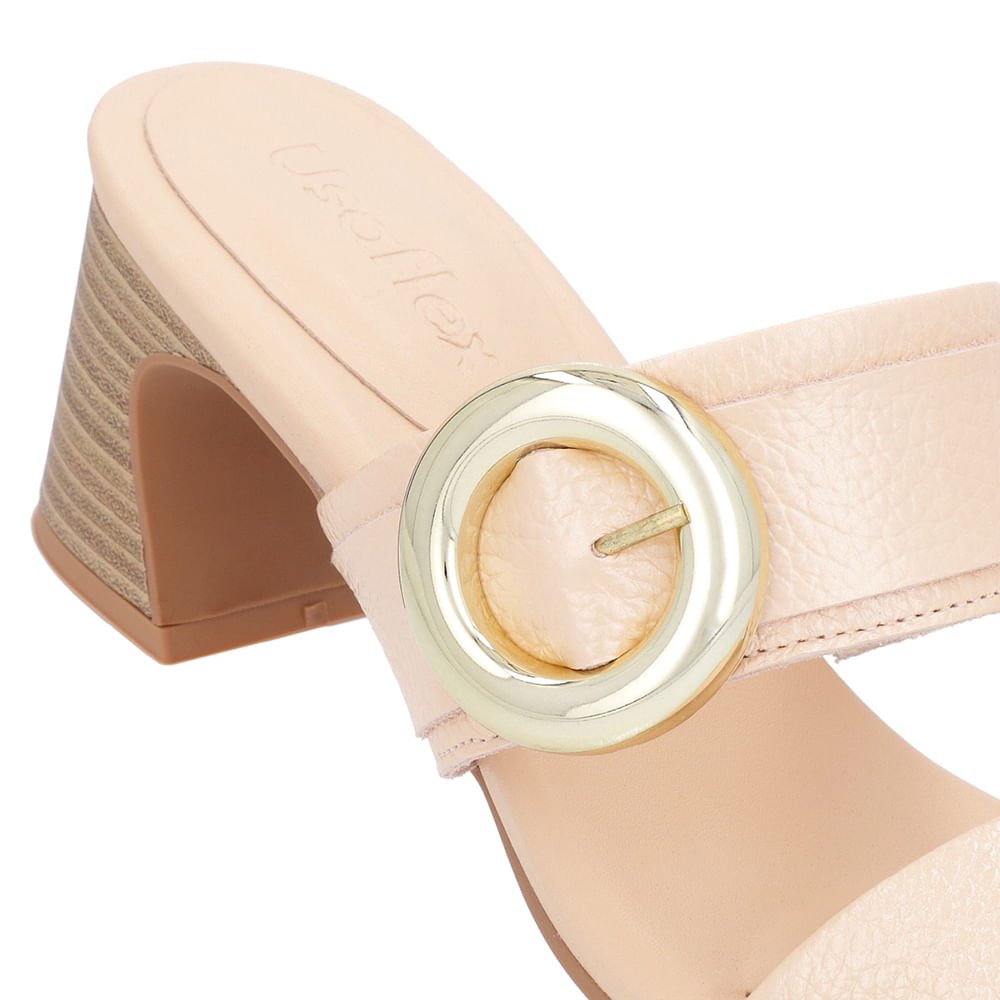 Tamanco Salto Amadeirado Couro Laranja Claro Maxi Enfeite Laranja 4