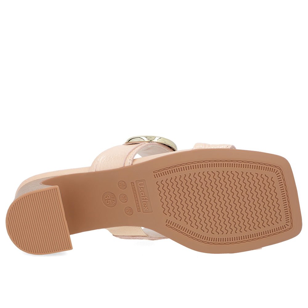 Tamanco Salto Amadeirado Couro Laranja Claro Maxi Enfeite Laranja 5