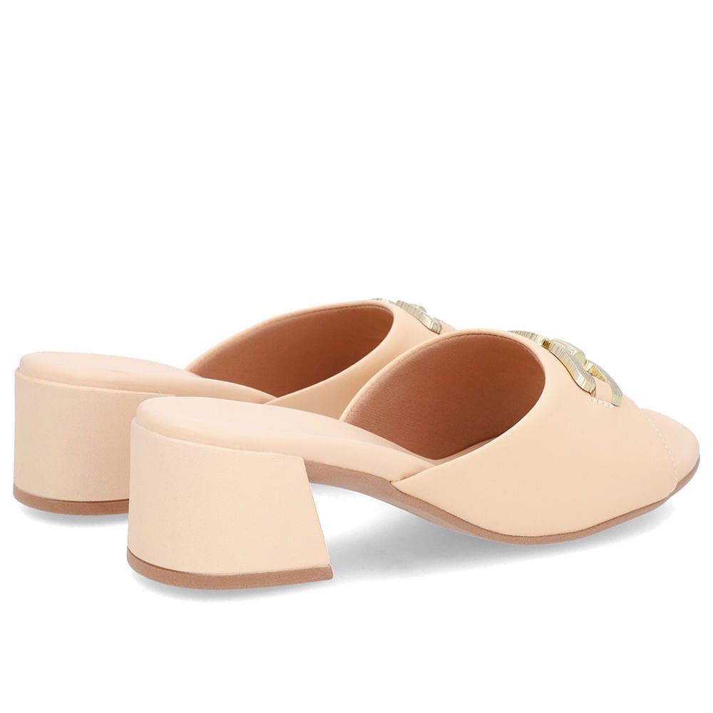 Tamanco Salto Bloco Couro Laranja Claro Enfeite Laranja 3