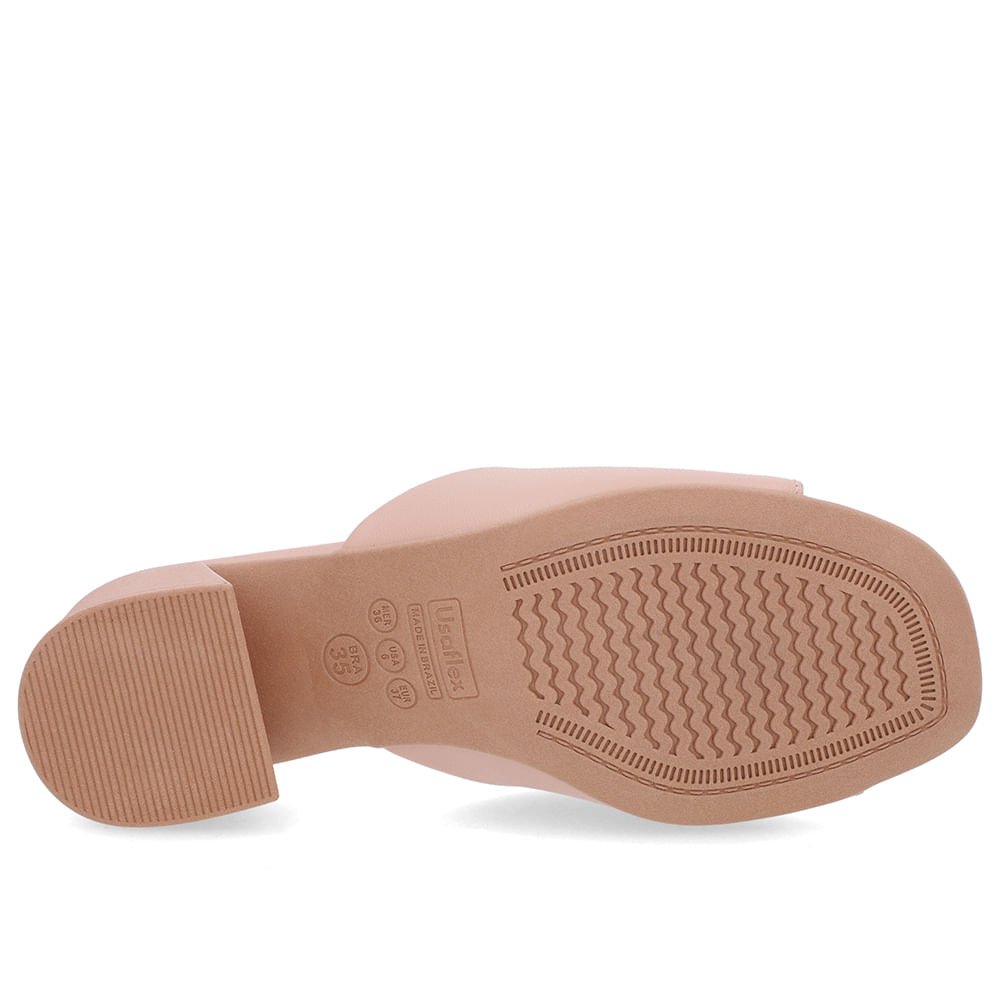 Tamanco Salto Bloco Couro Rosa Enfeite Rosa 5