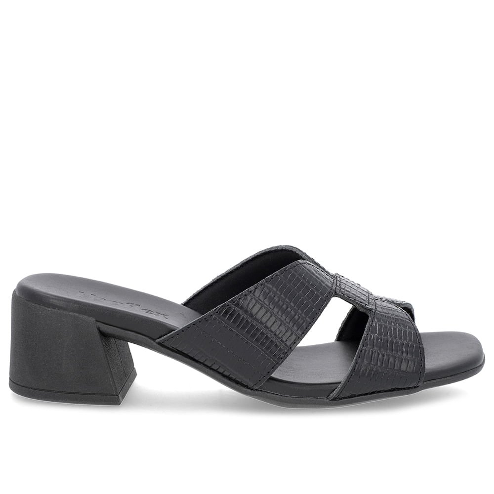 Tamanco Salto Bloco Couro Preto