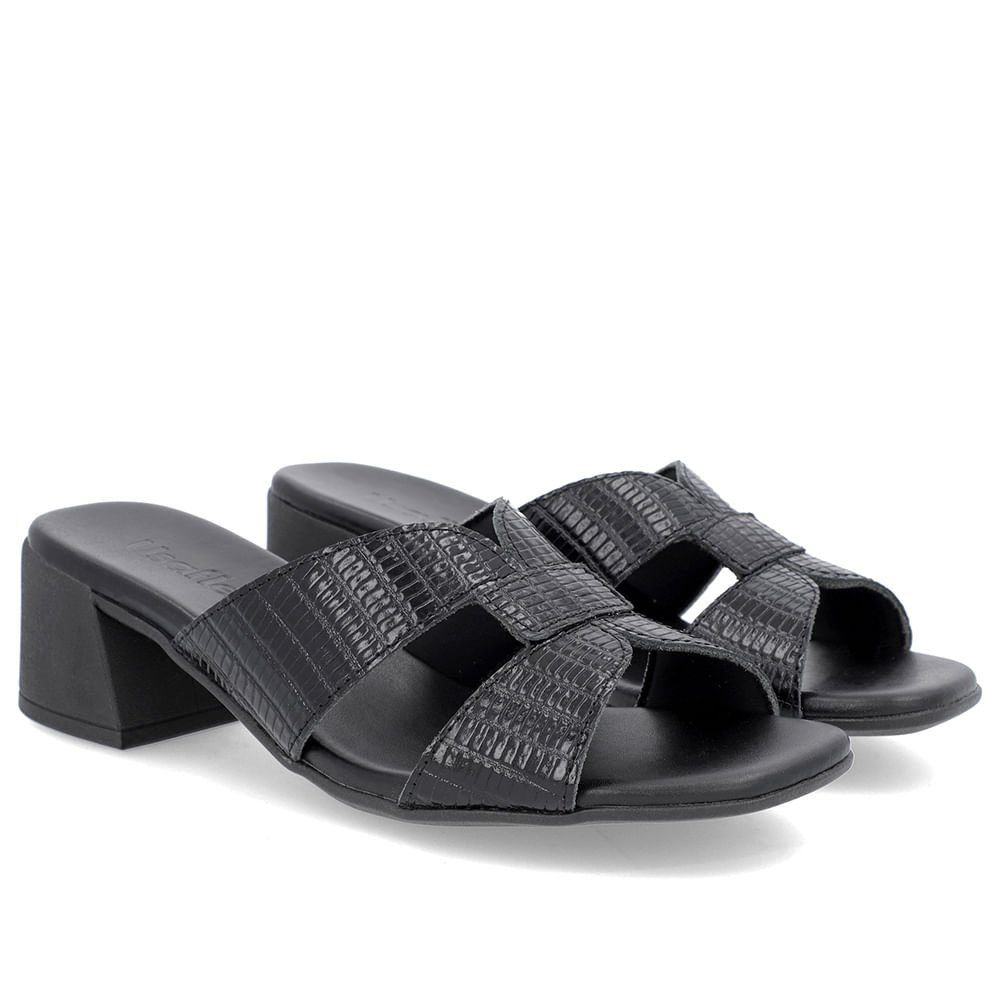 Tamanco Salto Bloco Couro Preto Preto 2