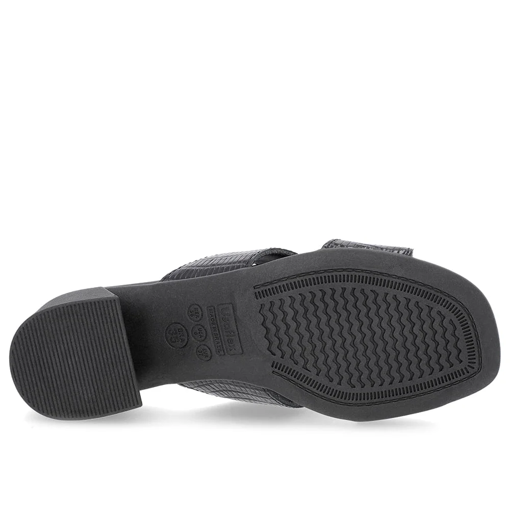 Tamanco Salto Bloco Couro Preto Preto 5