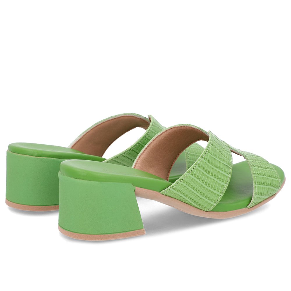 Tamanco Salto Bloco Couro Verde Verde 3