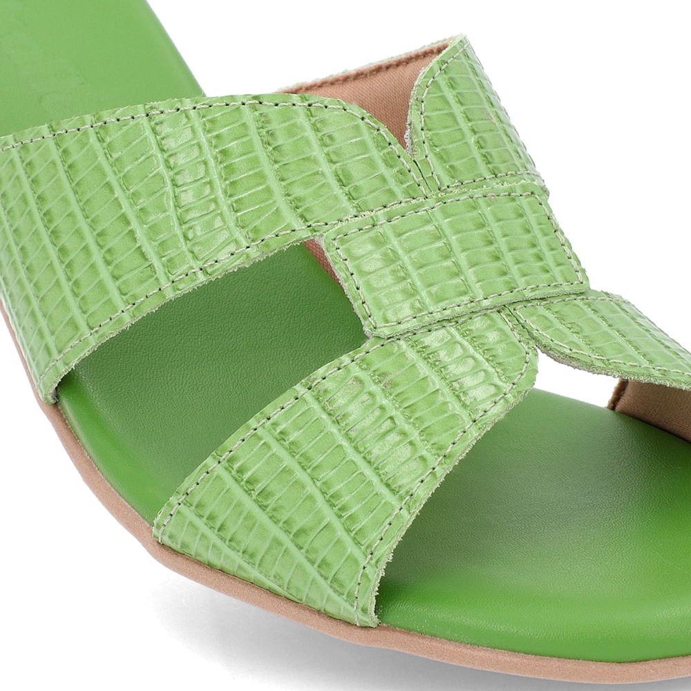 Tamanco Salto Bloco Couro Verde Verde 4