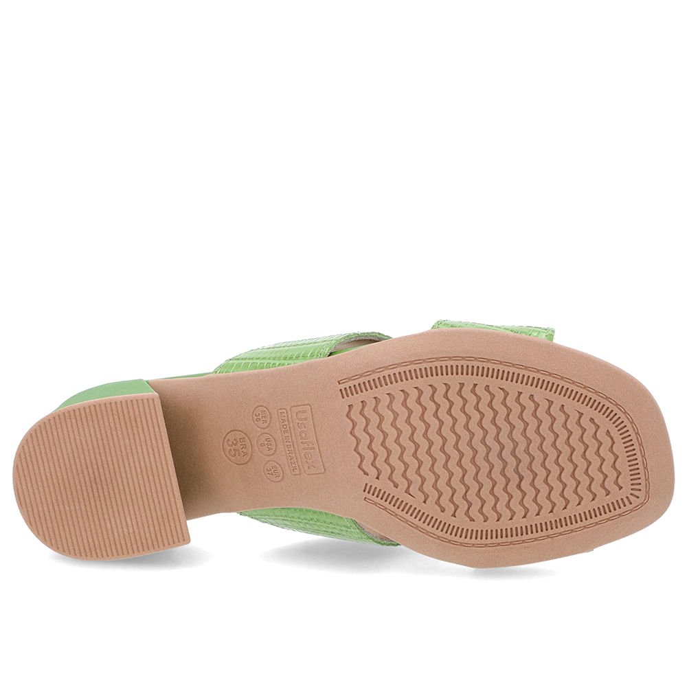 Tamanco Salto Bloco Couro Verde Verde 5