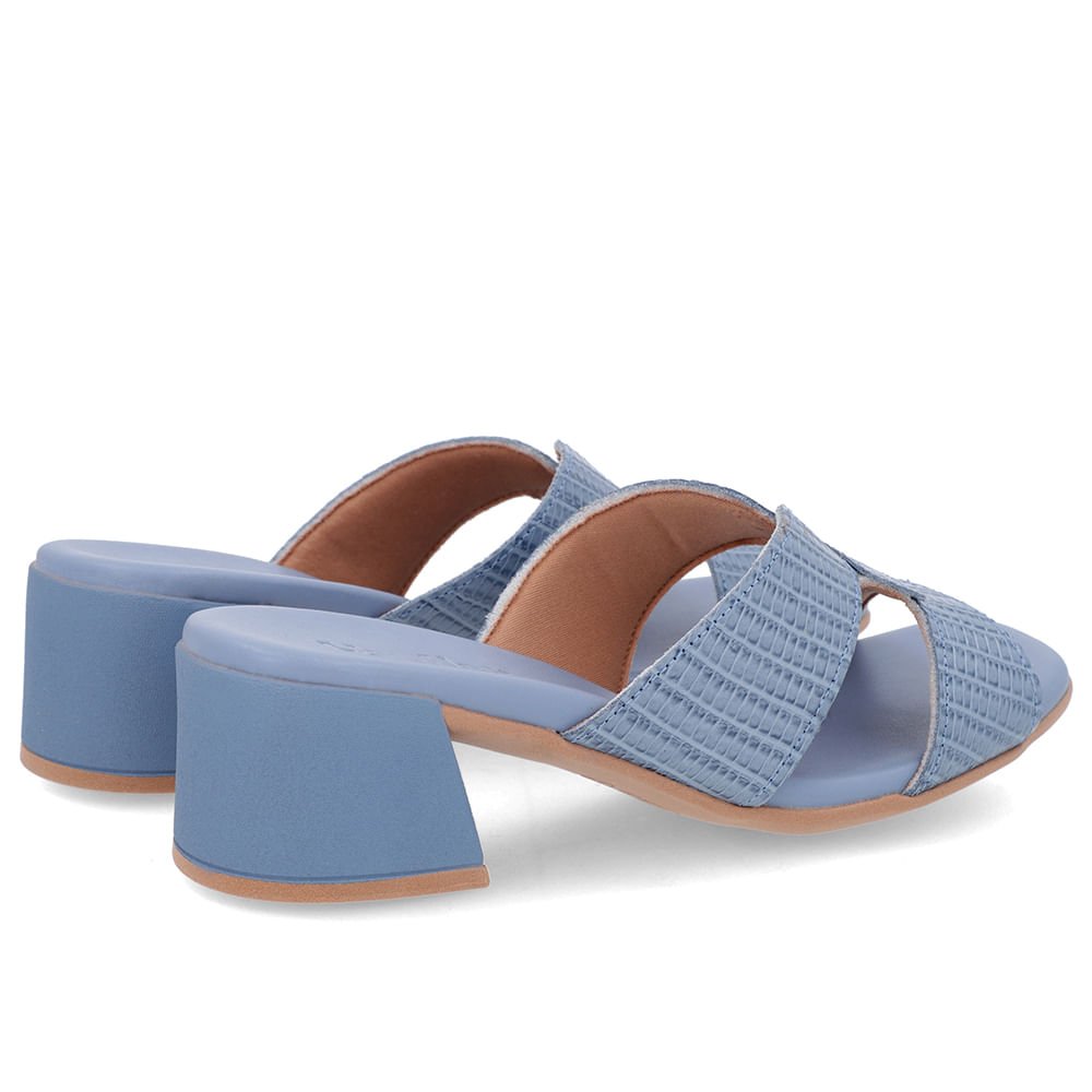 Tamanco Salto Bloco Couro Azul Azul 3