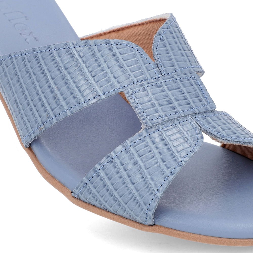 Tamanco Salto Bloco Couro Azul Azul 4