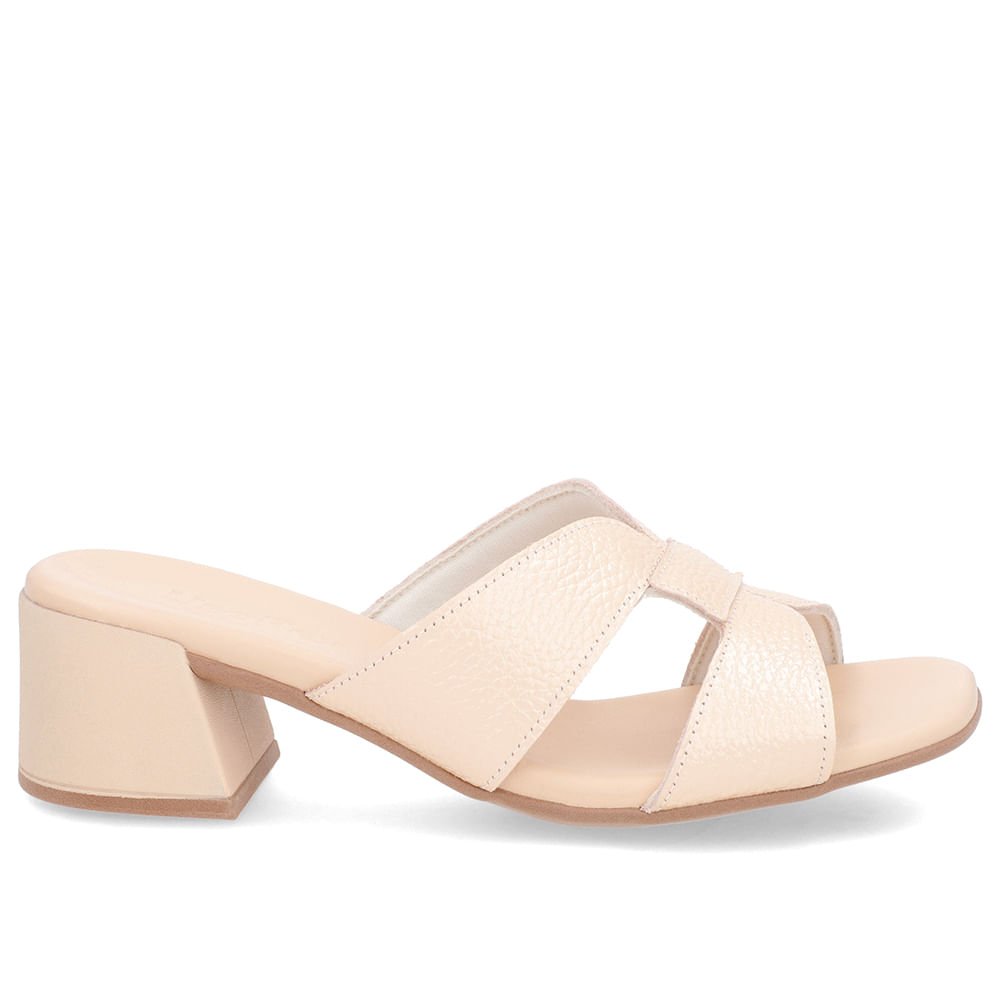 Tamanco Salto Bloco Couro Laranja