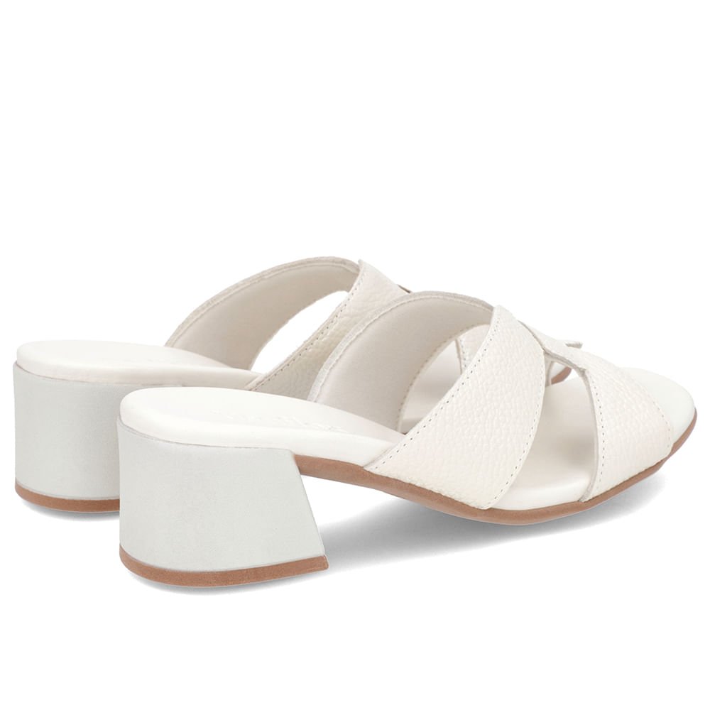 Tamanco Salto Bloco Couro Off-White Branco 3