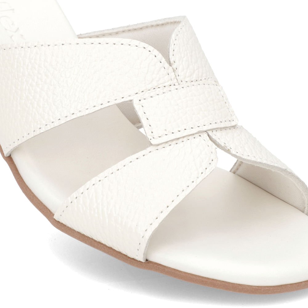 Tamanco Salto Bloco Couro Off-White Branco 4