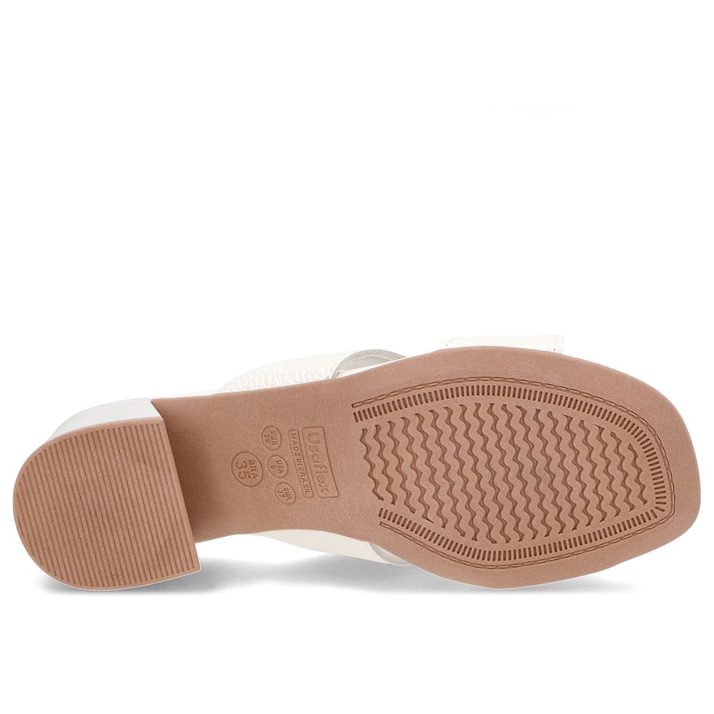 Tamanco Salto Bloco Couro Off-White Branco 5