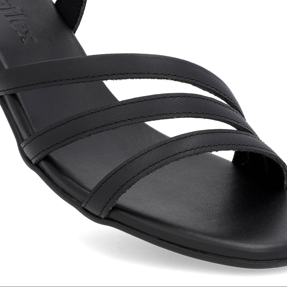Sandália Salto Bloco Couro Preta Tiras Preto 4