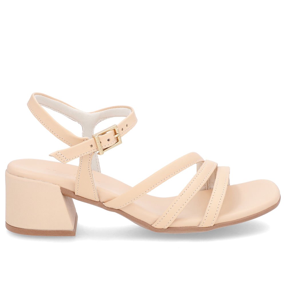 Sandália Salto Bloco Couro Laranja Tiras Laranja 1