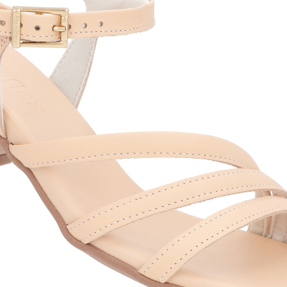 Sandália Salto Bloco Couro Laranja Tiras Laranja 4