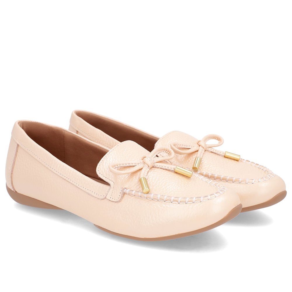 Mocassim Laranja Perolado Couro Enfeite Laço Laranja 2