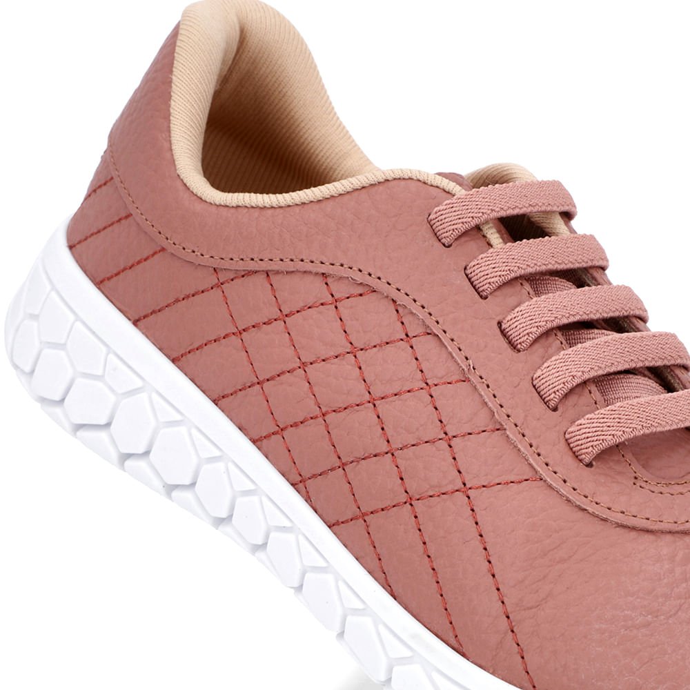 Tênis Rosa Vintage Couro Detalhe Matelassê Rosa 4