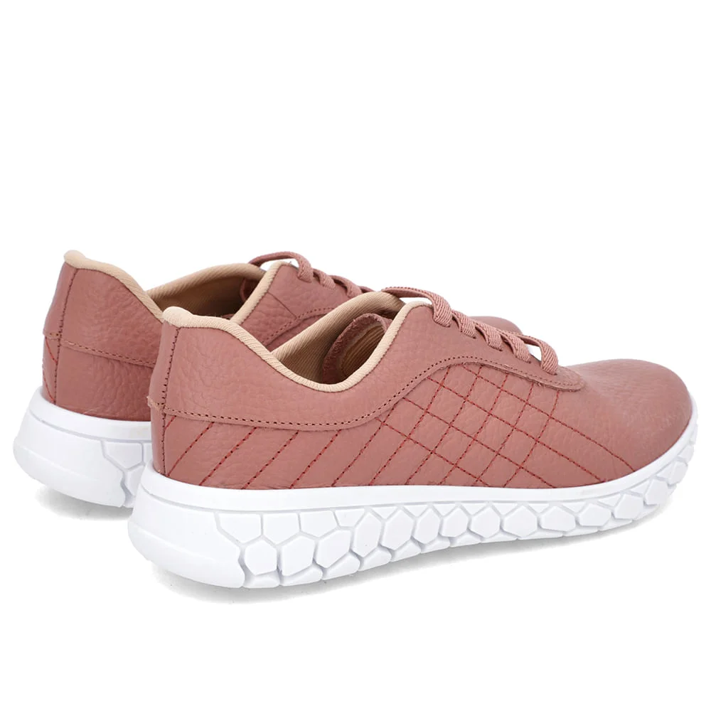 Tênis Rosa Vintage Couro Detalhe Matelassê Rosa 3