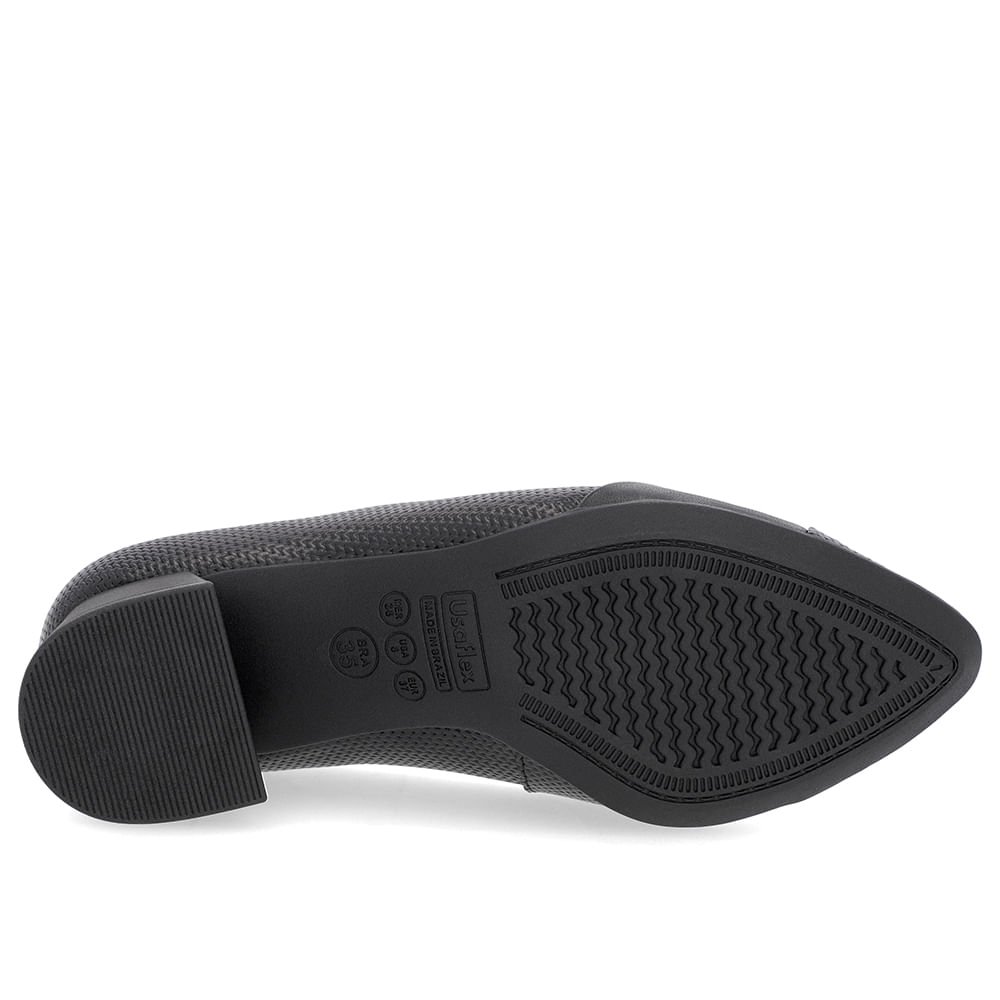 Scarpin Preto Salto Bloco Couro Preto 5