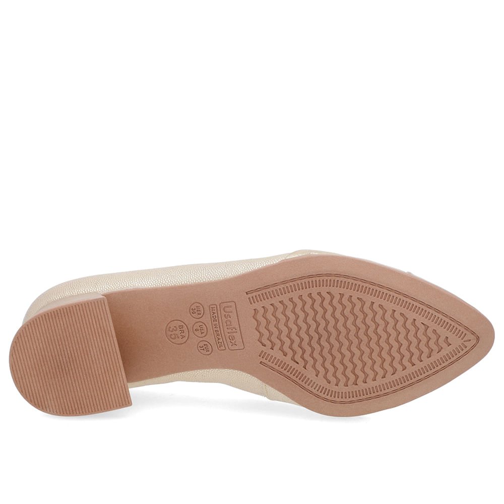 Scarpin Dourado Salto Bloco Couro Dourado 5