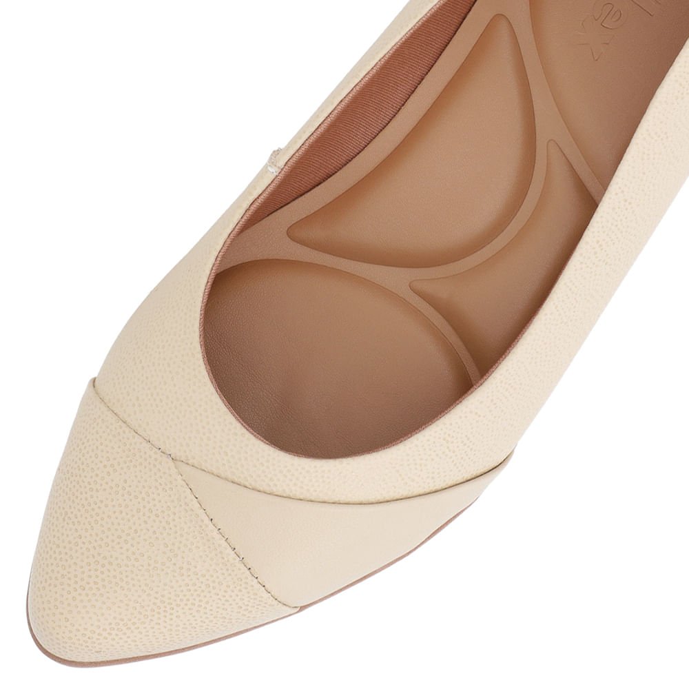 Scarpin Bege Salto Bloco Couro Bege 4