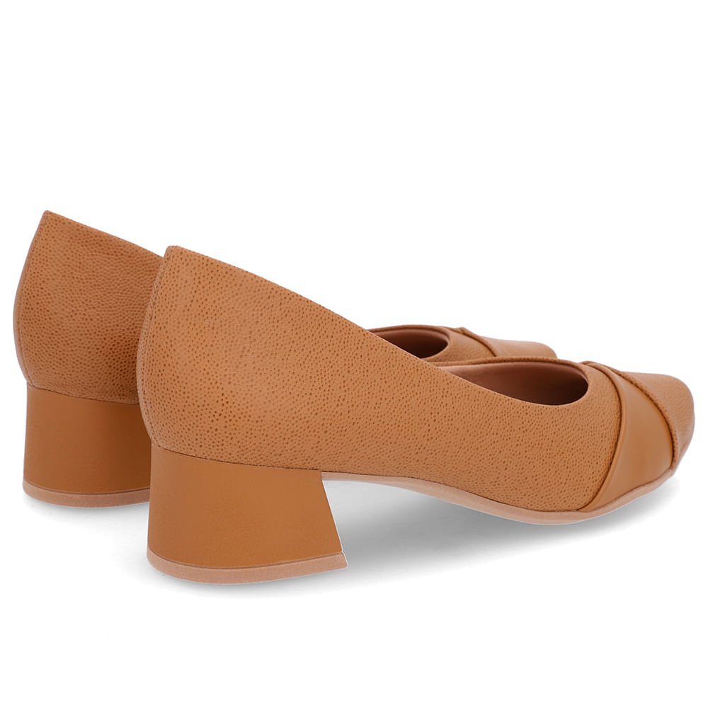 Scarpin Marrom Salto Bloco Couro Marrom 3