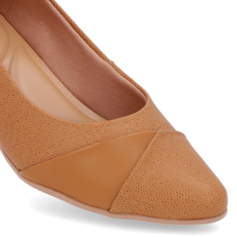 Scarpin Marrom Salto Bloco Couro Marrom 4