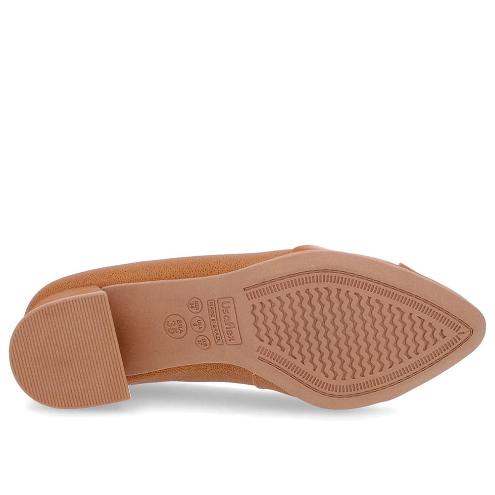 Scarpin Marrom Salto Bloco Couro Marrom 5