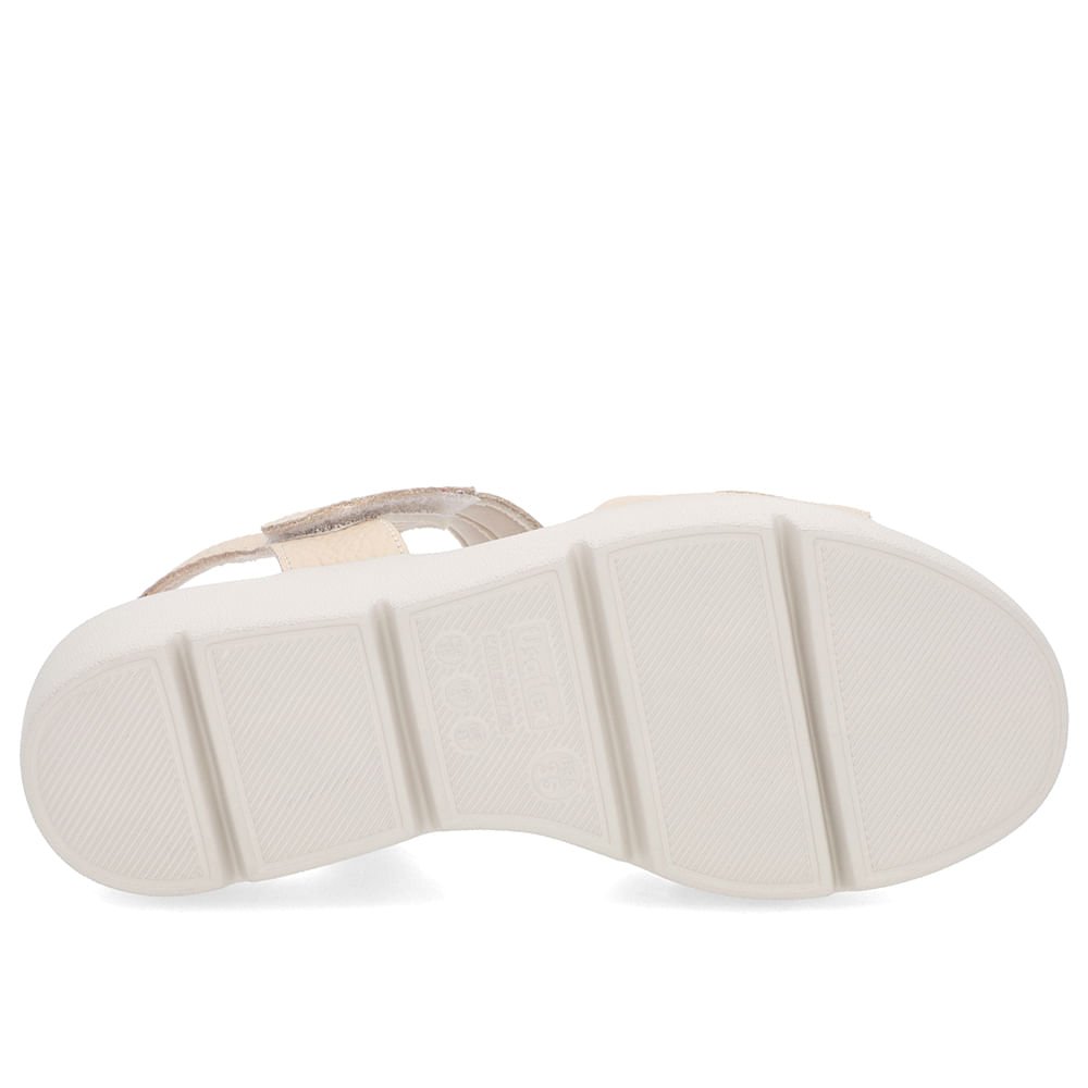 Sandália Plataforma Couro Bege Ajuste Fecho-Flex Bege 5