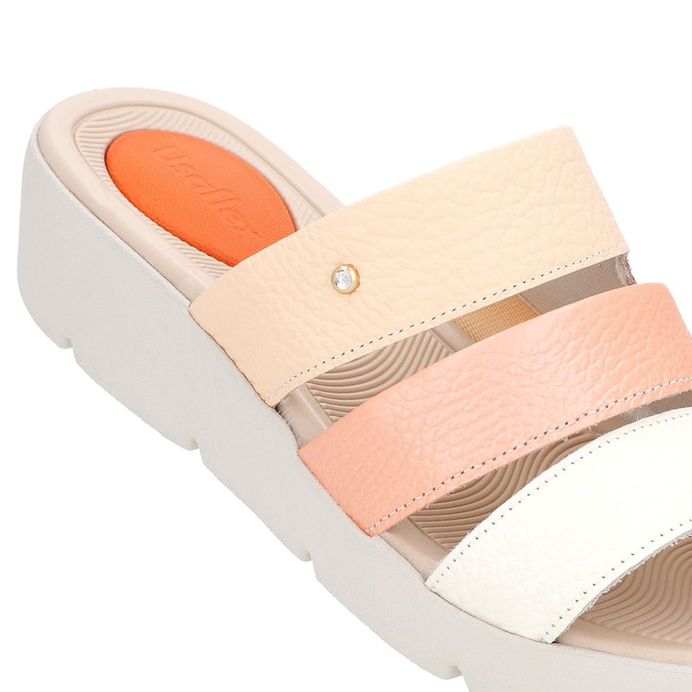 Tamanco Salto Plataforma Couro Laranja Laranja 4