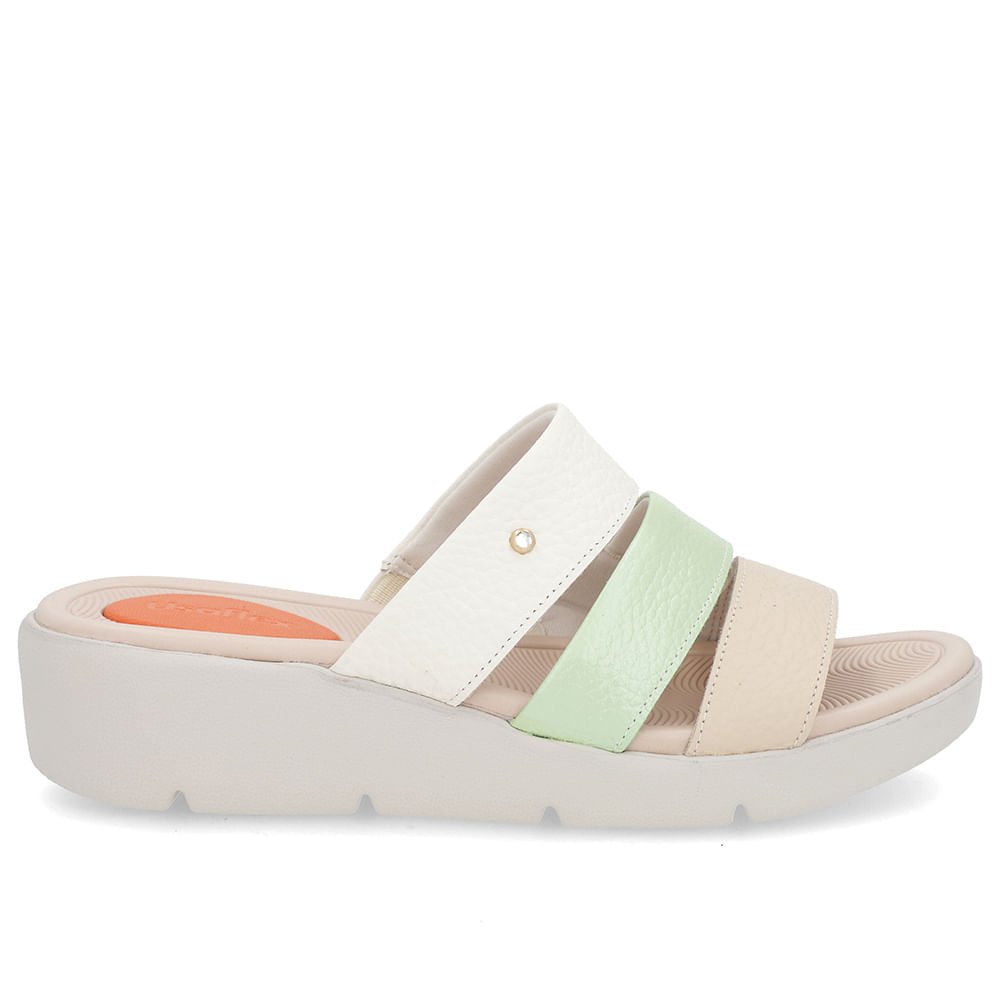 Tamanco Salto Plataforma Couro Off-White