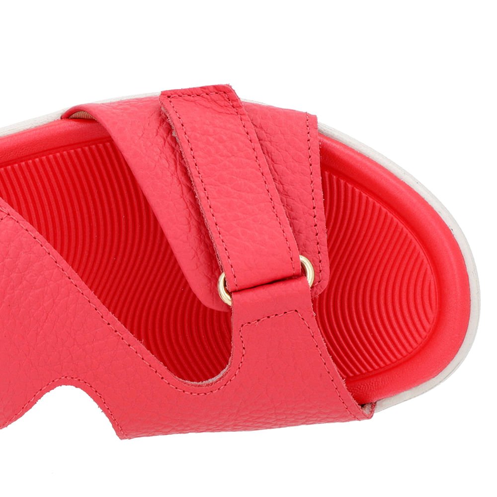 Sandália Plataforma Couro Vermelha Ajuste Fecho-Flex Vermelho 4
