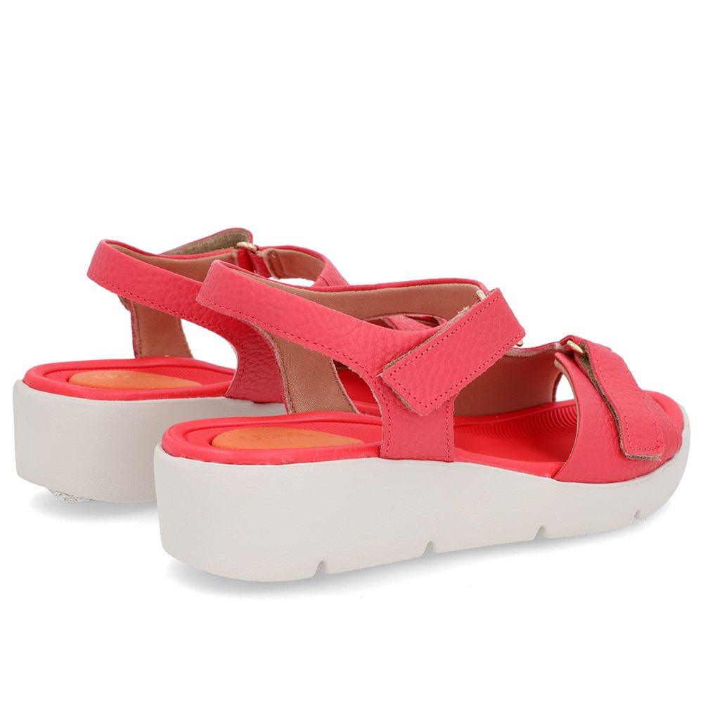 Sandália Plataforma Couro Vermelha Ajuste Fecho-Flex Vermelho 3