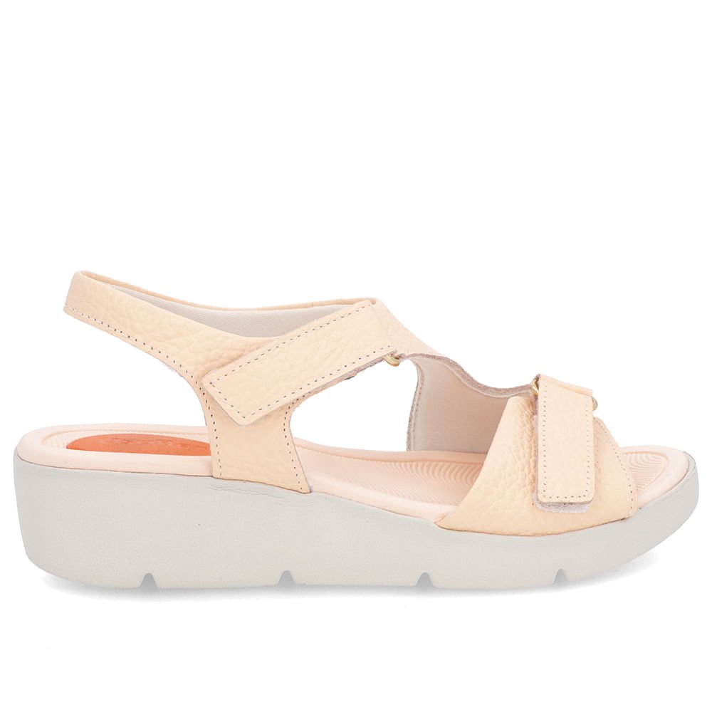 Sandália Plataforma Couro Laranja Ajuste Fecho-Flex