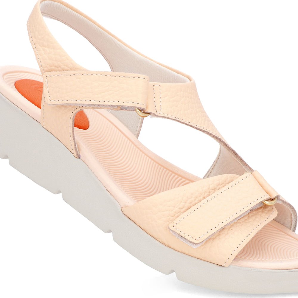 Sandália Plataforma Couro Laranja Ajuste Fecho-Flex Laranja 4