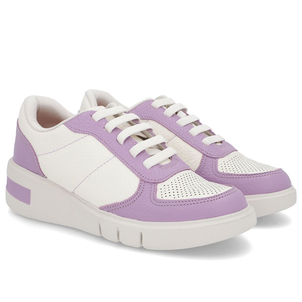 Tênis Lilás Couro Detalhe Sola Roxo 2
