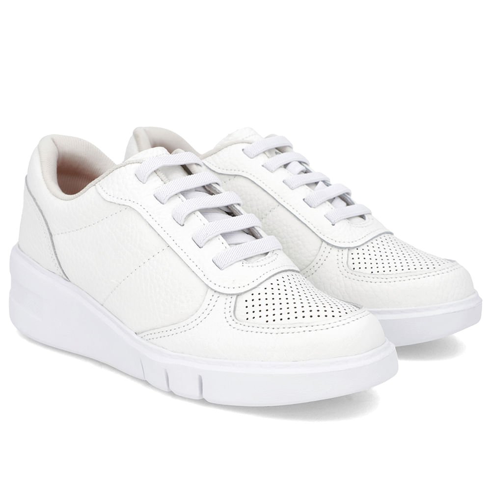 Tênis Branco Couro Detalhe Sola Branco 2