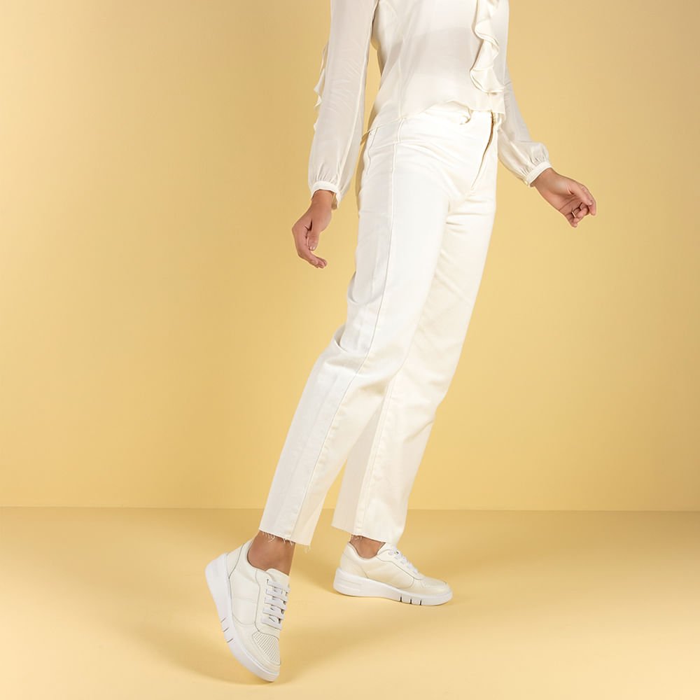 Tênis Branco Couro Detalhe Sola Branco 4